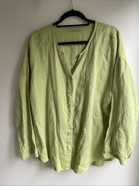 Cut Loose Tops - Cut Loose Green Linen Oversized Top Jacket Large USA Made